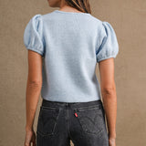 Elsie Puff Sleeve Knit Cardigan Top