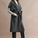 Rowan Belted Longline Vest Coat - Charcoal