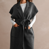 Rowan Belted Longline Vest Coat - Charcoal