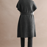 Rowan Belted Longline Vest Coat - Charcoal