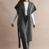 Rowan Belted Longline Vest Coat - Charcoal