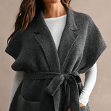 Rowan Belted Longline Vest Coat - Charcoal