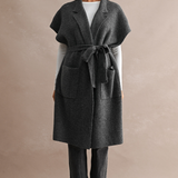 Rowan Belted Longline Vest Coat - Charcoal