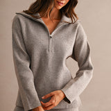 Marina Ribbed Half-Zip Knit Pullover