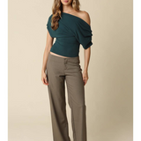 Sloane Draped One-Shoulder Top - Bottle Green