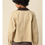 Harper Beige Cropped Utility Jacket with Contrast Collar