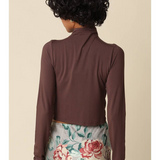 Rowan Asymmetrical Cutout Turtleneck Top - Brown
