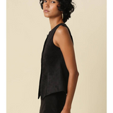 Blair Black Faux Suede Button-Front Vest