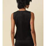 Blair Black Faux Suede Button-Front Vest