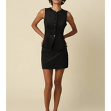 Blair Black Faux Suede Button-Front Vest