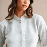 Colette Ruffle Trim Button Front Cardigan - H Grey