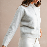 Colette Ruffle Trim Button Front Cardigan - H Grey