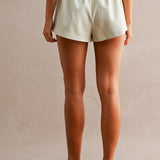 Sloane High Rise Satin-Finish Shorts - Light Taupe