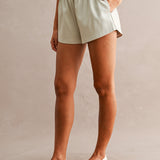 Sloane High Rise Satin-Finish Shorts - Light Taupe