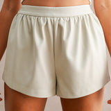 Sloane High Rise Satin-Finish Shorts - Light Taupe