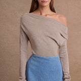 Sienna Taupe Off-Shoulder Knit Top
