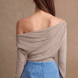 Sienna Taupe Off-Shoulder Knit Top