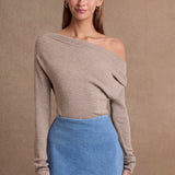Sienna Taupe Off-Shoulder Knit Top