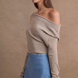 Sienna Taupe Off-Shoulder Knit Top