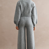 Harper Ribbed Knit Cropped Sweater - H Grey