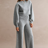 Harper Ribbed Knit Cropped Sweater - H Grey