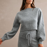 Harper Ribbed Knit Cropped Sweater - H Grey