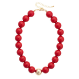 Mila Statement Beaded Necklace - Red