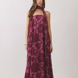 Amara Floral Scarf Strapless Maxi Dress