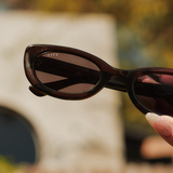 Raya Chocolate Crystal Grey Polarized Sunglasses