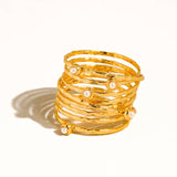 Caldre-Pearl Vintage Multi-Band Pearl/Cz Ring