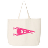 Collegiate Pennant Style Sorority Canvas Tote Bag