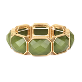 Olive Green Faceted Hexagon Stretch Bracelet