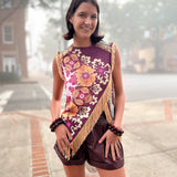 Asymmetrical Fringe Cross Top