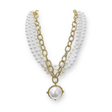 Pearl Cascade Gold Chain Layered Necklace