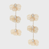 Golden Triple Bloom Drop Earrings