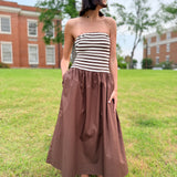 Mocha Coast Strapless Midi Dress