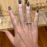 Gold Mini Baguette Clear Cz Round Pearl Ring