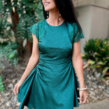 Jordyn Asymmetric Hem Ruched Mini Dress - Dark Teal