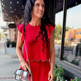 Sloane Studded Ruffle Sleeve Top