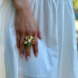 Stephane Vintage Stone Floral Ring