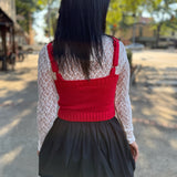 Crimson Corset Knit Crop Top