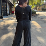 Hot Shot Wide Leg Onesie - Black