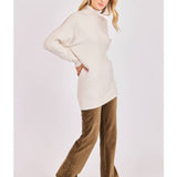 Cream Anya Turtleneck Tunic Length Sweater