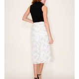 Ivory Shimmer Sequin Side Slit Midi Skirt