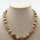 Ivory Natural Stone and Gold Beaded 16"-18" Necklace