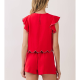Sloane Studded Ruffle Sleeve Top