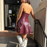 Merlot Allure Leather Dress