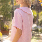 Rosé Charm Scallop Tweed Top