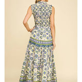 Floral Tiered Maxi Dress - Blue Multi