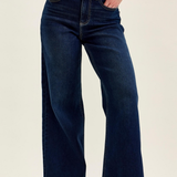 Petite High Waist Retro Wide Leg Jeans in Twilight Blue